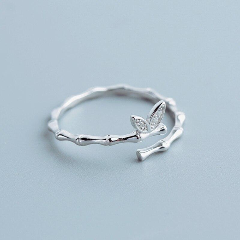 925 Sterling Silver Butterfly Bamboo Slub Zircon Opening Rings Trendy Ring Jewelry for Women Accessories S-R525