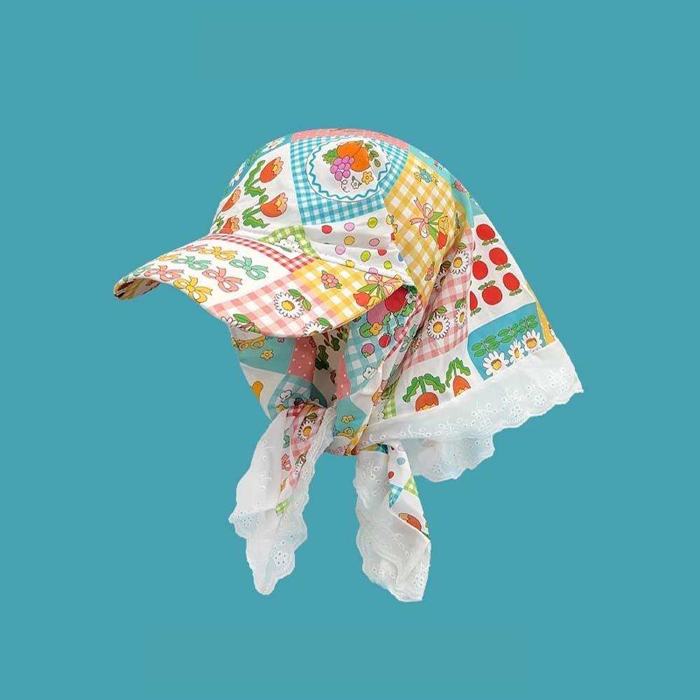 Lace Headscarf Baseball Hat Floral Triangle Headscarf Hat Fashion Strappy Bandana Cap Women