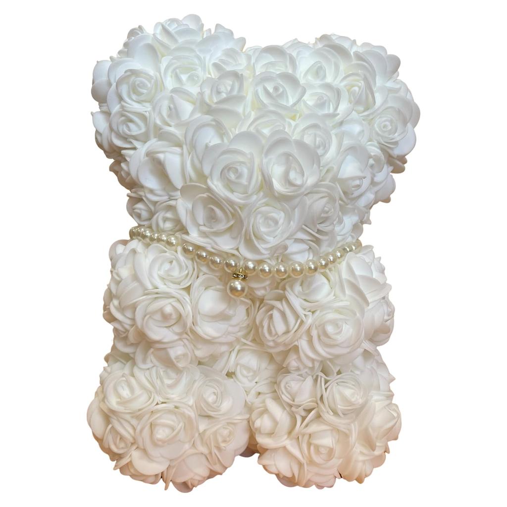 Plush Rose and White Perfect for Gifts and 805356 Q-FLA Ornament, Bear, Celebrations,
