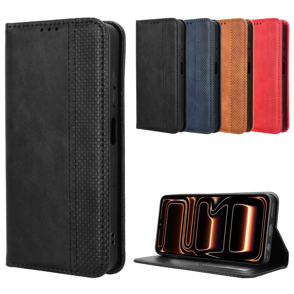 Flip Cover Compatible for Oukitel C17 Leather Case [Flip Vintage Leather] Shockproof Durable Retro Phone Case