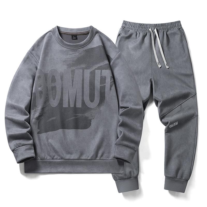 Спортивный костюм для отдыха, мужской весенне-осенний свитер с круглым вырезом, свободный комплект из двух предметов