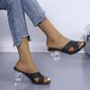 New Large Size High-heeled Cool Slippers Simple Woven Cross-strap Crystal Fashion Women's Shoes