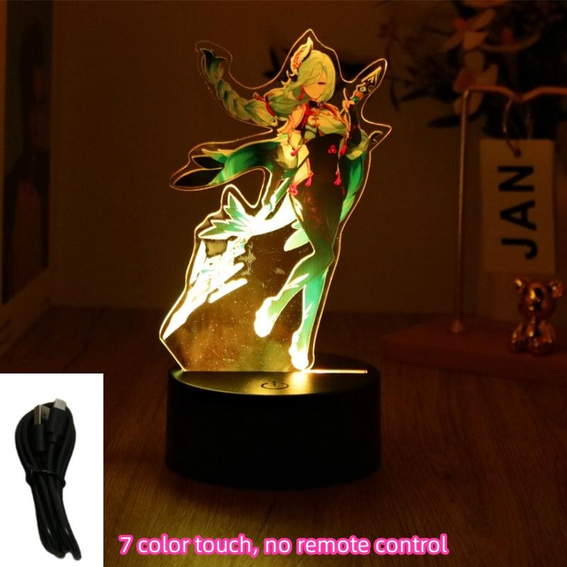 Anime Figures 3D Lamp Zhongli Xiao Genshin Impact LED Night Light Smart Touch Remote RGB Decoration Room Kid Birthday Toys Gifts