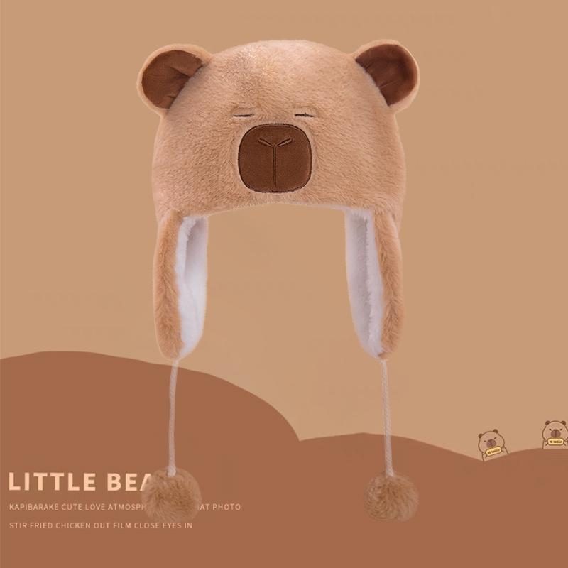 Animals Capybara Penguin Plush Hat for Cycling Warm Family and Friends Cartoon Husky Hat Christmas Gifts for The Winter Holidays