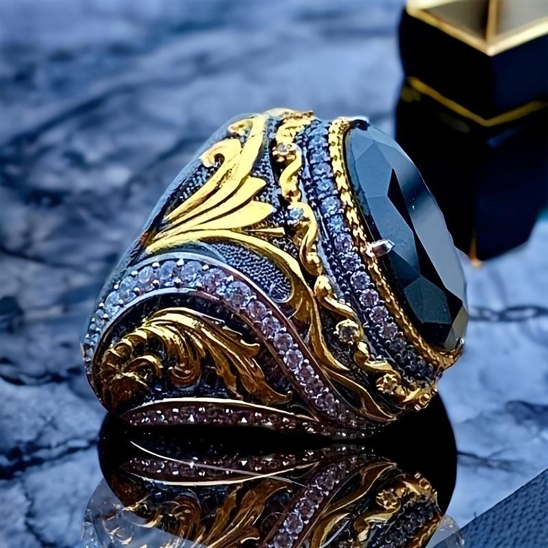 Стильный Роскошный Квадратный Набор Колец Изумрудно-Зеленого Цвета для Мужчин Новый Элегантный