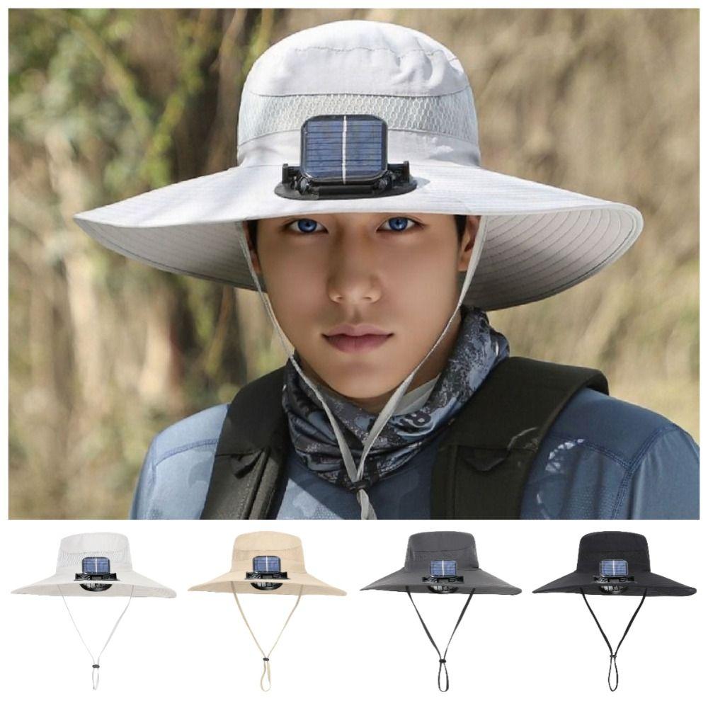 Strong Wind Solar Fan Hat UV Protection Summer Fan Visor Cap Cooling Fisherman Hat Hot Weather