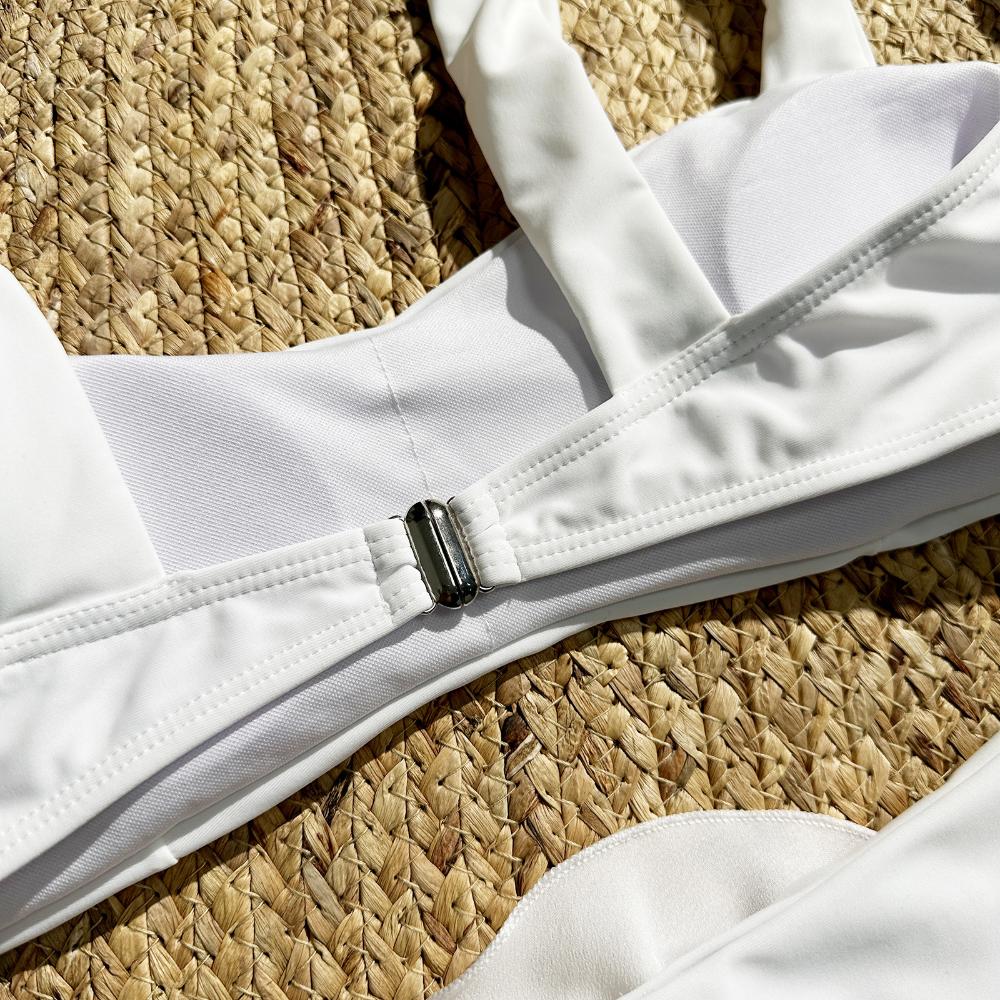 Сексуальный женский двухсекционный цветочный бюстгальтер пуш-ап с подкладкой, белый комплект бикини, купальник, купальный костюм со шнуровкой, пляжная одежда, бикини