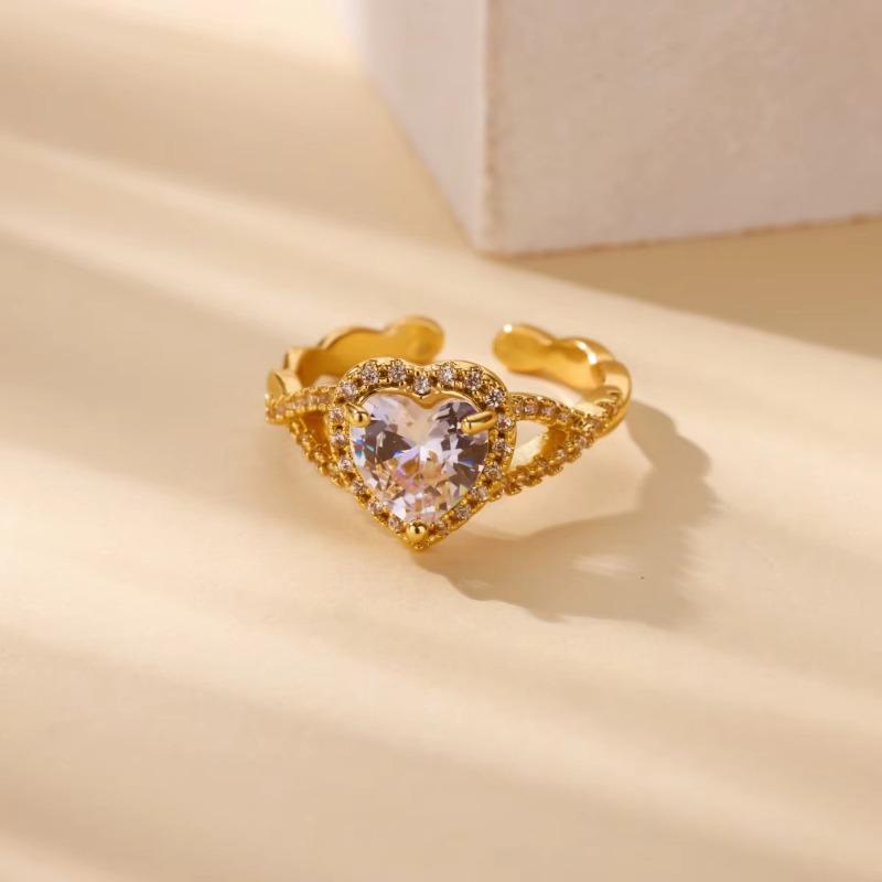 Super Beautiful Light Luxury Love Zircon Wheat Ear Ring K Gold Diamond Elegant Index Finger Ring Romantic Ring