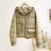 FASHION Пуховик женский короткий 2024 Новый белый утиный пух модный свободный универсальный с капюшоном теплая куртка трендовая одежда