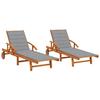VidaXL Sun Loungers 2 Pcs with Cushions Solid Acacia Wood