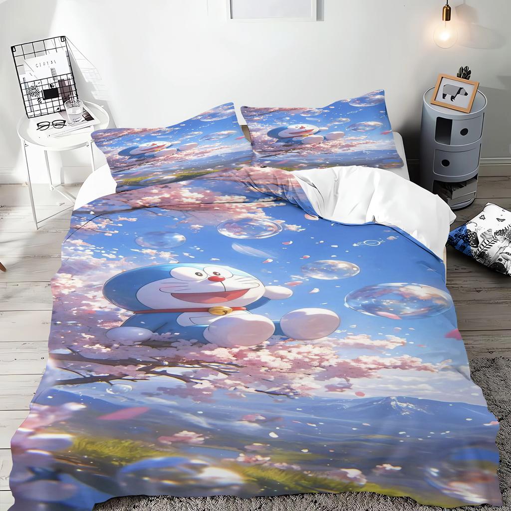 Blue Robot Cartoon Duvet Cover Home Pillowcase Set Adult Bedroom Children Comforter Bedding