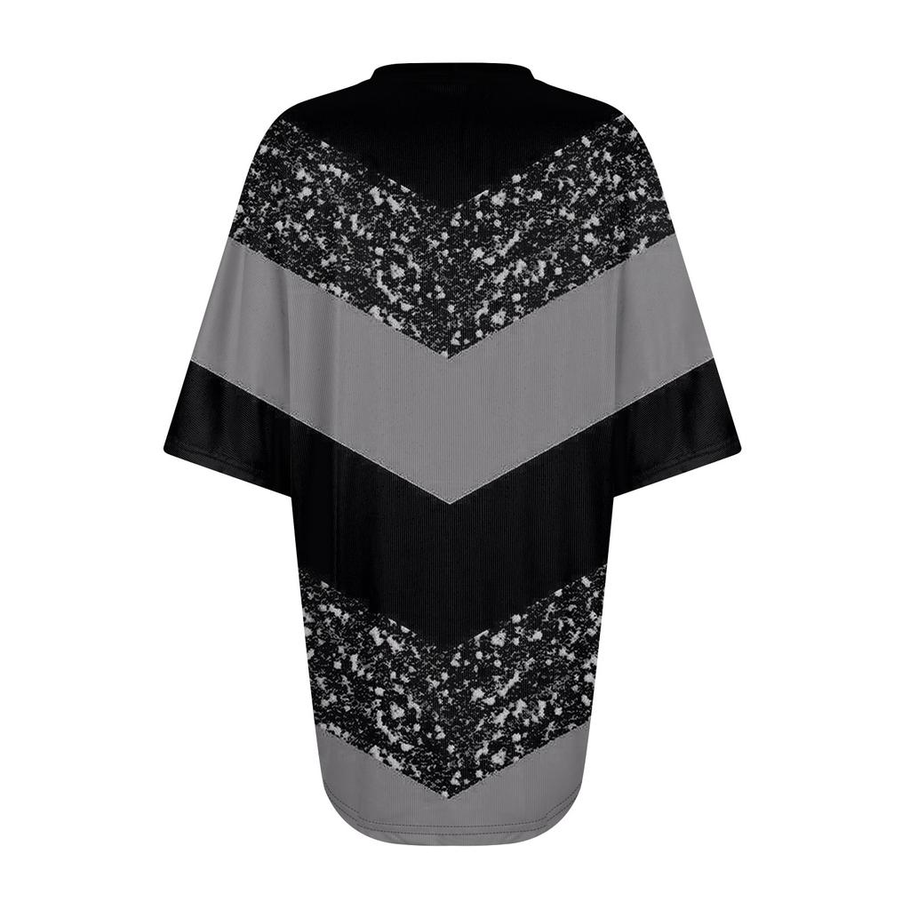 Женская футболка Футболка с принтом Женские рубашки V-образный вырез с короткими рукавами Туника на пуговицах Топы Блузка