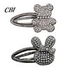 Non-fading Metal Hairpin Girl Hairpin, Imitation Pearls Rhinestones Hair Clip, 3D Rabbit Side Clip Shape Pin, Lightweight Retro Black Accessories Gift