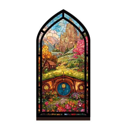 Gothic Book Nook Suncatcher Stained Glass Candle Holder Window Bookshelf Insert Diorama for Library Decor Bookish Gifts for Readers Book Lovers