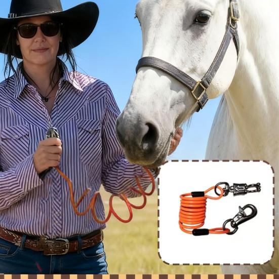 Конная банджи-веревка с регулируемым поводком для лошадей, удлинитель для поводка для улучшения результатов, амортизирующая спиральная веревка-поводок для кемпинга, трейл-райдинга, груминга