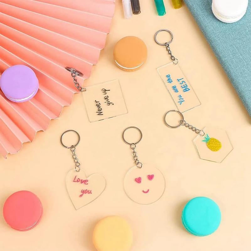 Acrylic Keychain Blanks,Circular Transparent Disc Decorative Blanks,With Holes For Use With Vinyl,DIY Keychains and Handicrafts