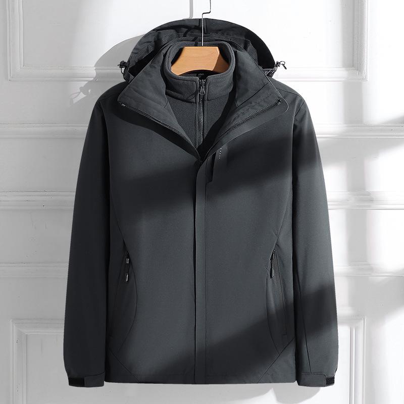 Couples' 3-in-1 Detachable Coat: Fleece-Lined, Windproof, Waterproof for Autumn/Winter Outdoor Adventures