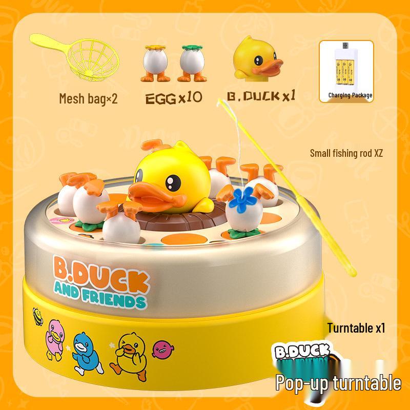 B.Duck Little Yellow Duck Parent-Child Educational Bouncing Fishing Toy Gift