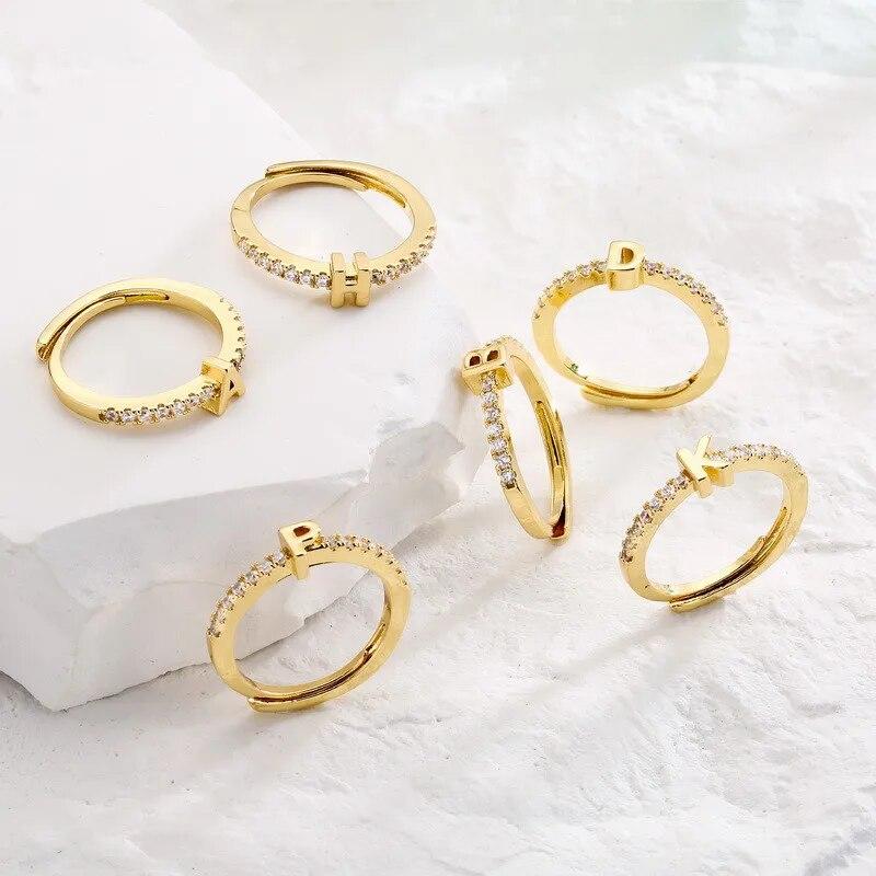 For Women Fashion Inlaid Zircon Adjustable Finger Rings Jewelry Gifts Wholesale