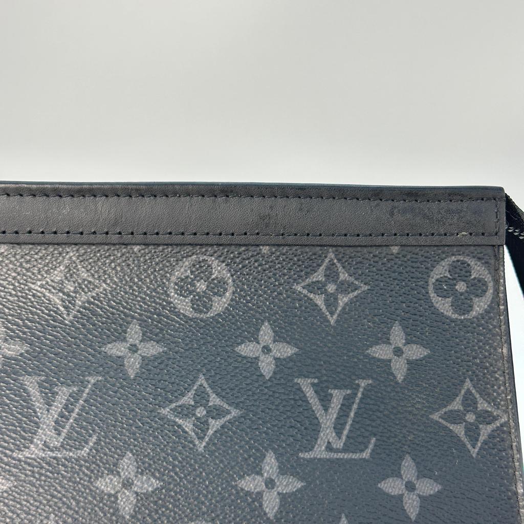 [Б/У] Louis Vuitton Pochette Voyage MM 'Черный холст Monogram Eclipse' - Отличное состояние #M51EBD