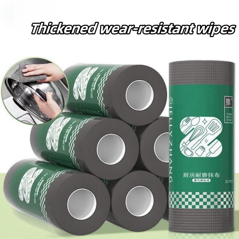 1 рулон = 25 шт. кухонной ткани, одноразовая щетка для кастрюли, посуда, износостойкая ткань, не повреждающая ткань для кастрюли и миски, без прилипания масла
