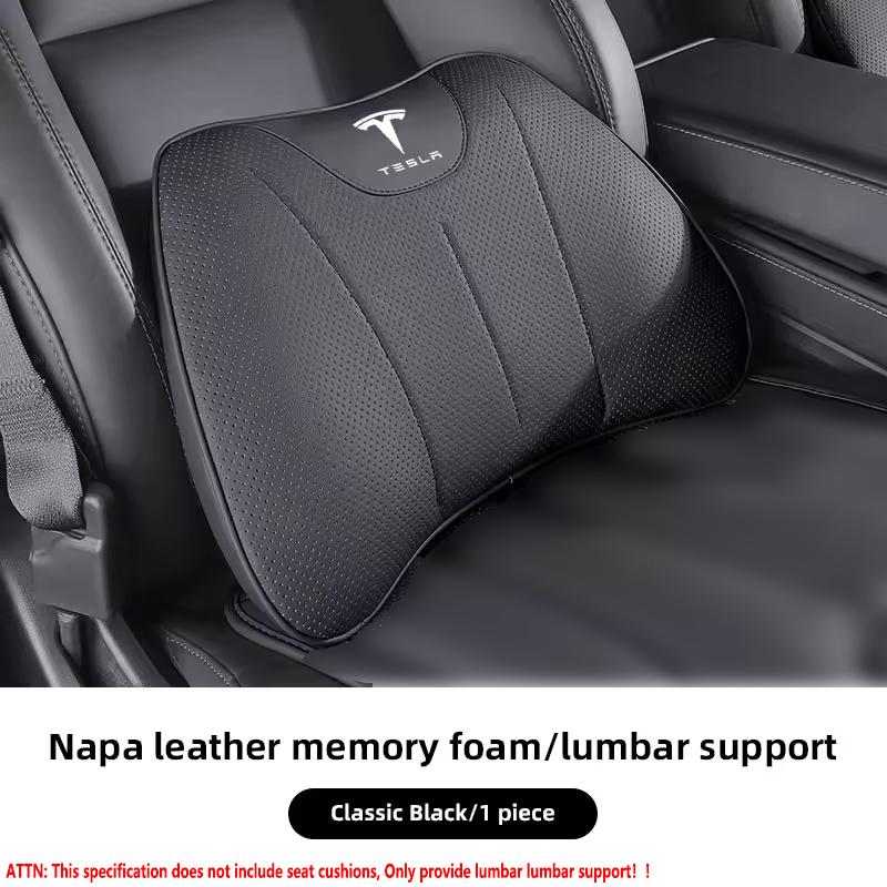 For Tesla Model 3 / Y Juniper Car Headrest Lumbar Support Memory Foam Car Rest Neck Pillow Seat Cushion Cover Car Accessories