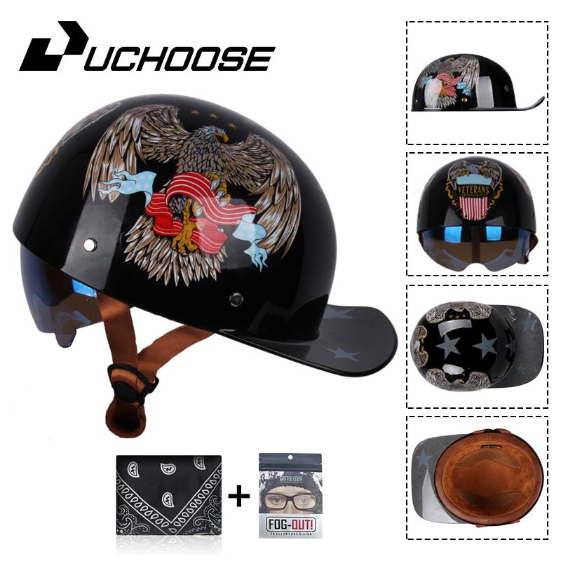 Uchoose бейсбольная кепка, мотоциклетный винтажный ретро-шлем, летние шлемы с открытым лицом, скутер, круизер, чоппер, гангстер, DS, для мужчин, женщин, детей