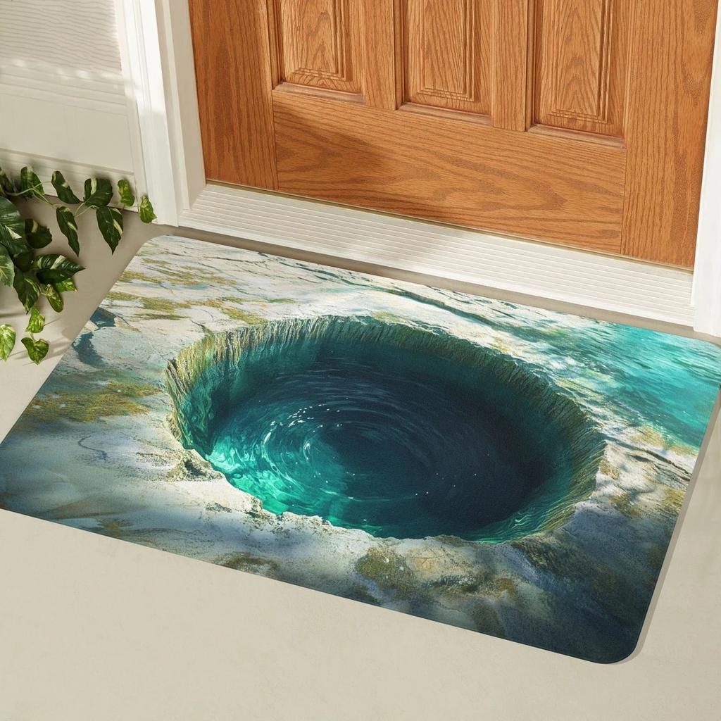 VIAKMA Bathroom 3D Visual Ocean-Style Toilet Seat Non-Slip Floor Mat In Bathroom Entrance Carpet For Foyer Home Decoration
