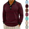 Men's Casual Striped Print Button-Up Long-Sleeve Tops