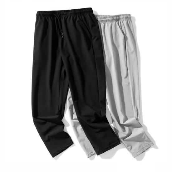 Мужские брюки с укрепленными карманами, затягивающимся шнурком на талии, повседневные однотонные брюки, летние прямые брюки