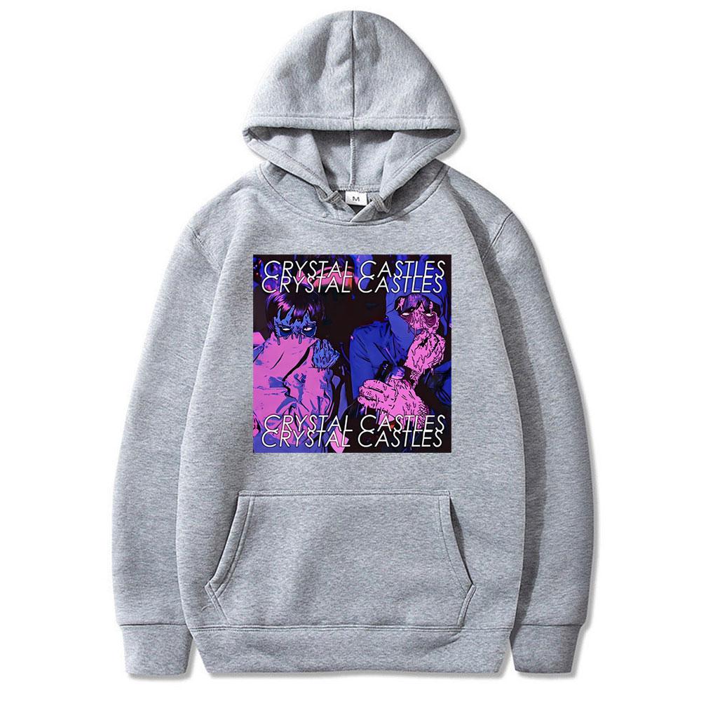 Винтажная Худи Crystal Castles Мужская Женская Эстетичный Уличный Стиль Мужская Хип-Хоп Рок Оверсайз Худи Свитшот Мужские Готические Худи