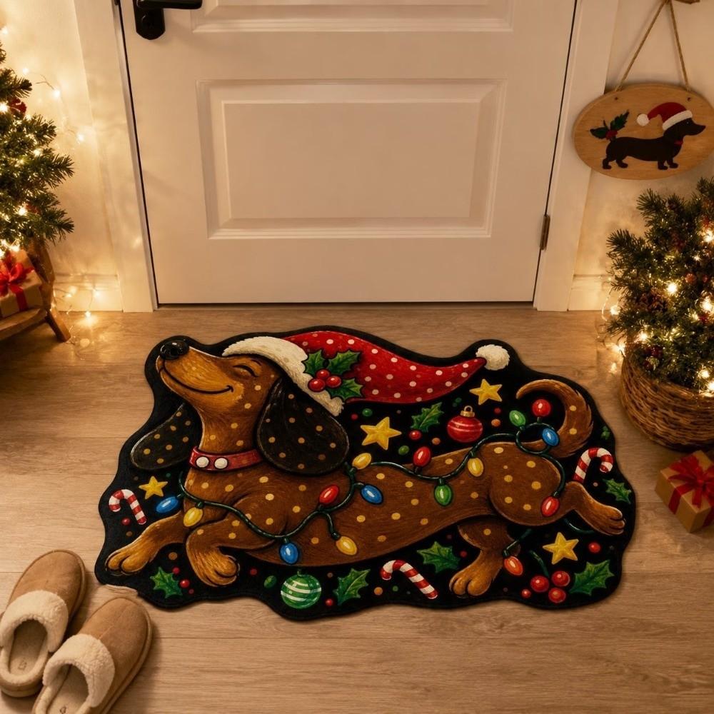 Cat Dog Decor Christmas Doormat Irregular Shape Door Mat Christmas Welcome Mat Holiday Home Decor