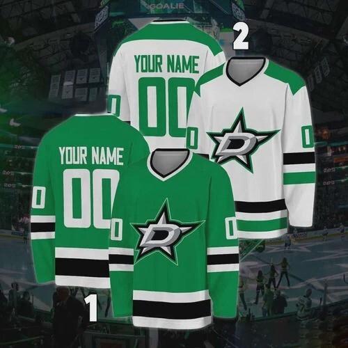 НОВЫЙ! Персонализированная хоккейная футболка Dallas Star для мужчин и женщин Подарок Сделано фанатами