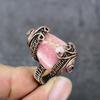 Rhodochrosite Handmade Copper Wire Wrap Jewelry Ring Size 8.5 p0F50