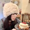 Толстая теплая плюшевая шапка из меха кролика для защиты детей зимой с мохнатой головой шерстяная шапка
