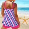 Women's Shoulder Strap Swimsuit with Colorful Aurora Print Bikini Short Tank Top Swimsuit