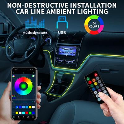 Автомобильная панель окружающего освещения с несколькими режимами RGB, универсальная светодиодная внутренняя лампа со скрытой полосой, атмосферная лампа