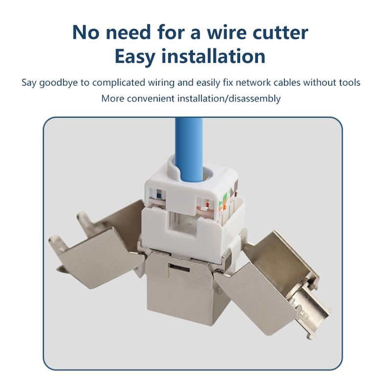 Разъем Keystone Cat6A Cat7 Cat7 Rj45 Stp Безинструментальный Тип Модульные Разъемы Адаптер Соединитель Для 22-26 Awg