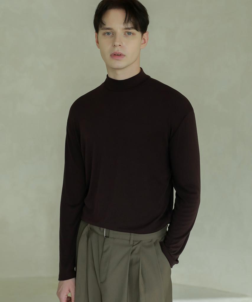 ESN Half Turtleneck Knit T-Shirt Wine