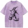 Beer and Goat Men's Short-Sleeved T-shirt Cotton Washed T-Shirt Vintage Bleached Tshirt Fashion Loose Bleach T Shirt