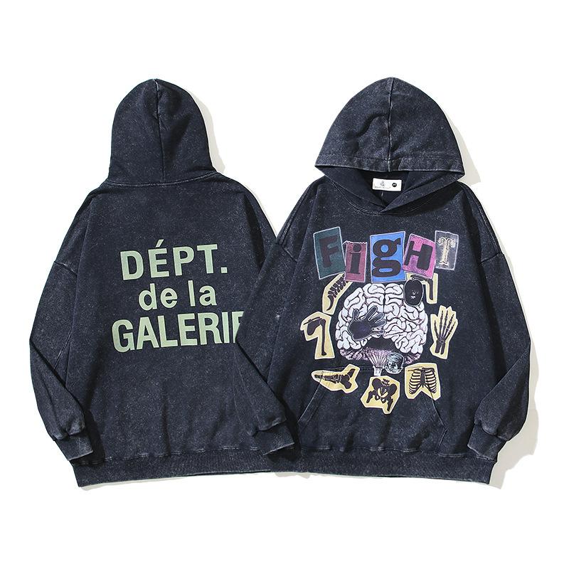 Gallery American vintage vintage vintage brainprint hoodie is loose and trendy