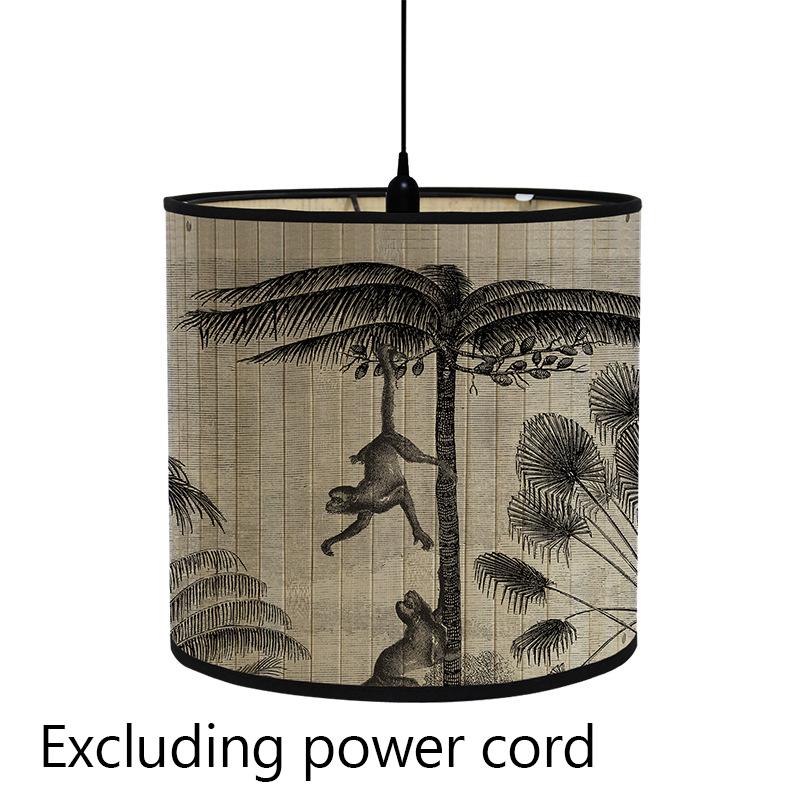 Абажур с цветочным принтом птицы, складной ретро бамбуковый абажур, абажуры ручной работы с зелеными растениями