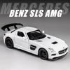 1:32-масштабная модель автомобиля Benz SLS AMG, литая под давлением цинкового сплава, игрушечная машинка с откидной спинкой, звуком и светом для детей, мальчиков и девочек
