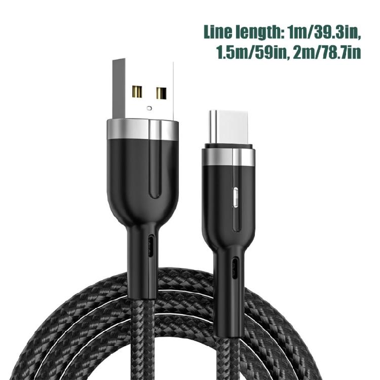 Усиленный плетеный USB C кабель для передачи данных, оснащенный функцией подсветки и автоматической остановкой зарядки при полном заряде