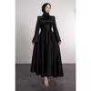 Spanish Satin Hijab Evening Dress With Wrapped Sleeve Waist