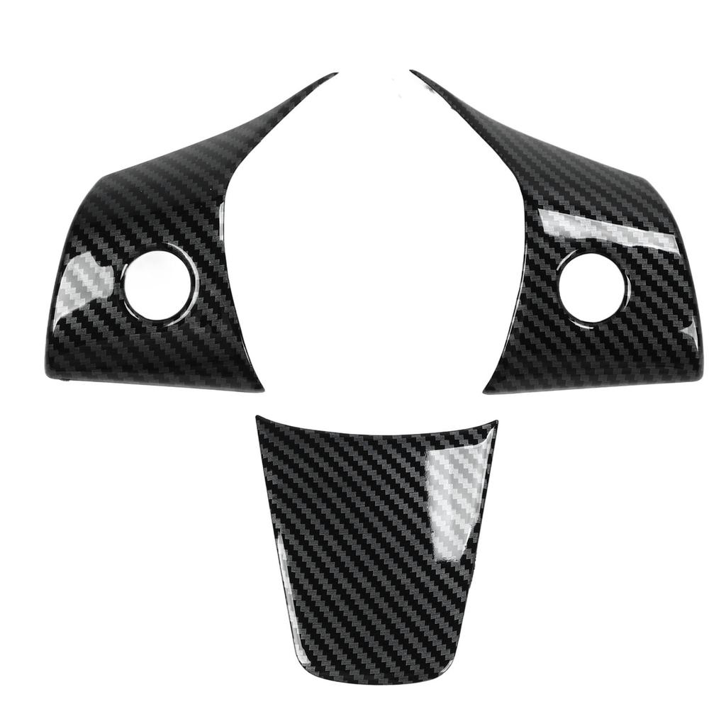 3Pcs Steering Wheel Cover Patch Interior Accessories Replacement for Tesla Model 3 Or Y 2021 To 2023 Carbon Fiber Look
