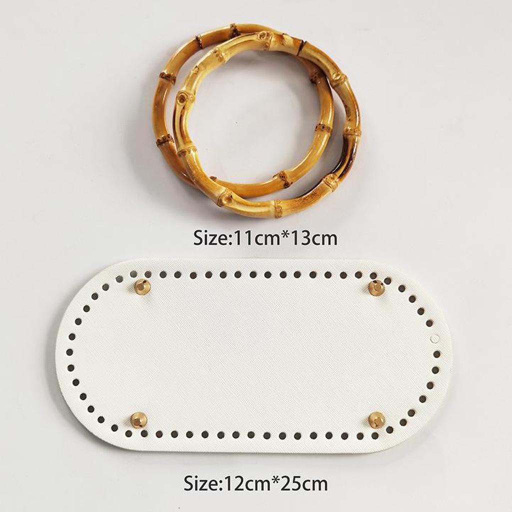 Crochet Bag Bottom Leather Base Tote Handle Set DIY Knitting Style 1