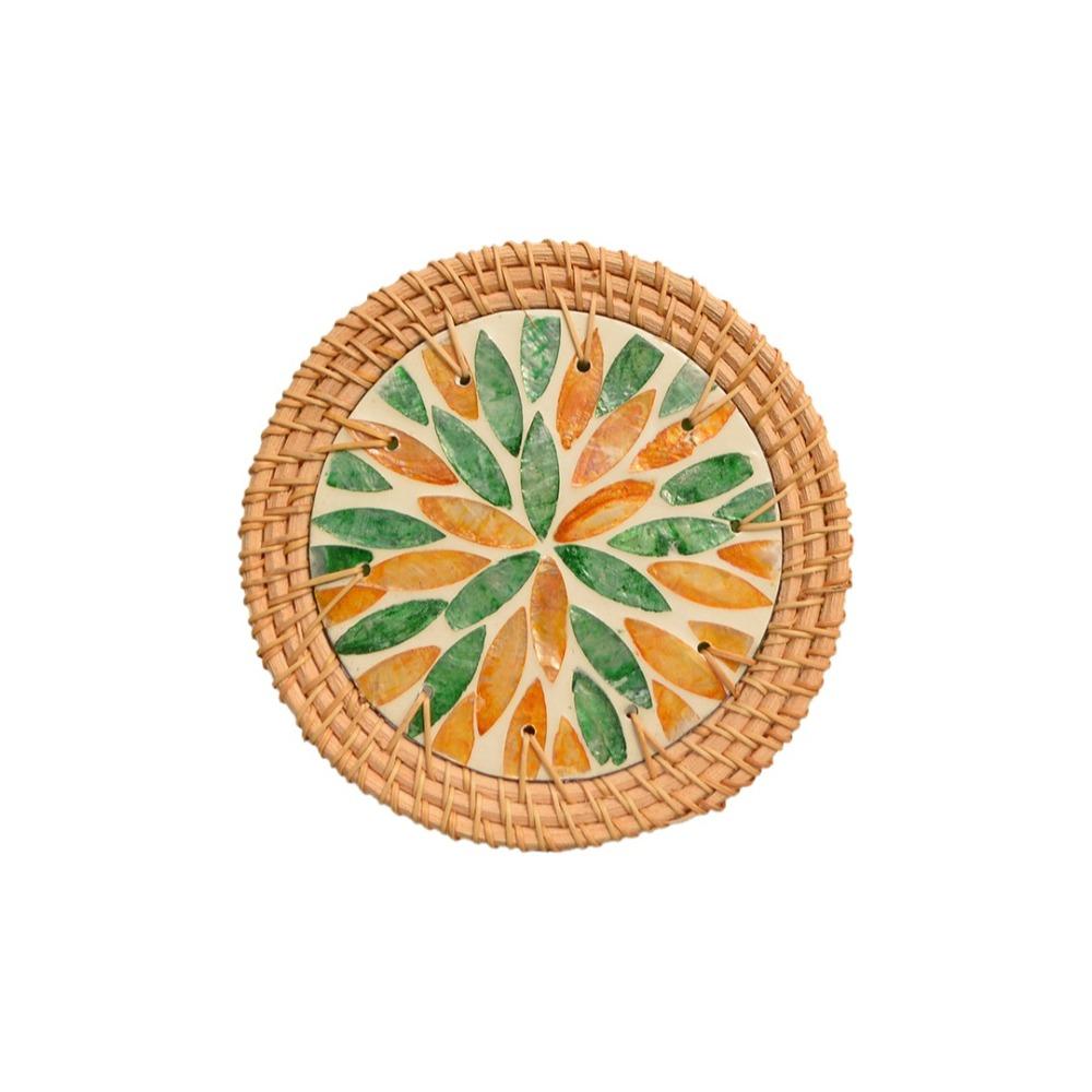 Round Teapot Mats Woven Texture Heat Insulation Pad Tea Ceremony Shell Mats Restaurant