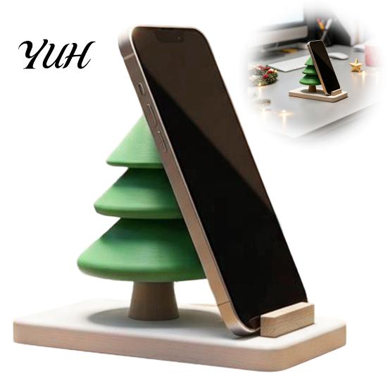 Christmas Gift for Colleagues Tree Phone Stand, 3D Printed Creative Desk Holder Cell Festive Table Decoration Phone, Holiday Desktop Decor Home Office