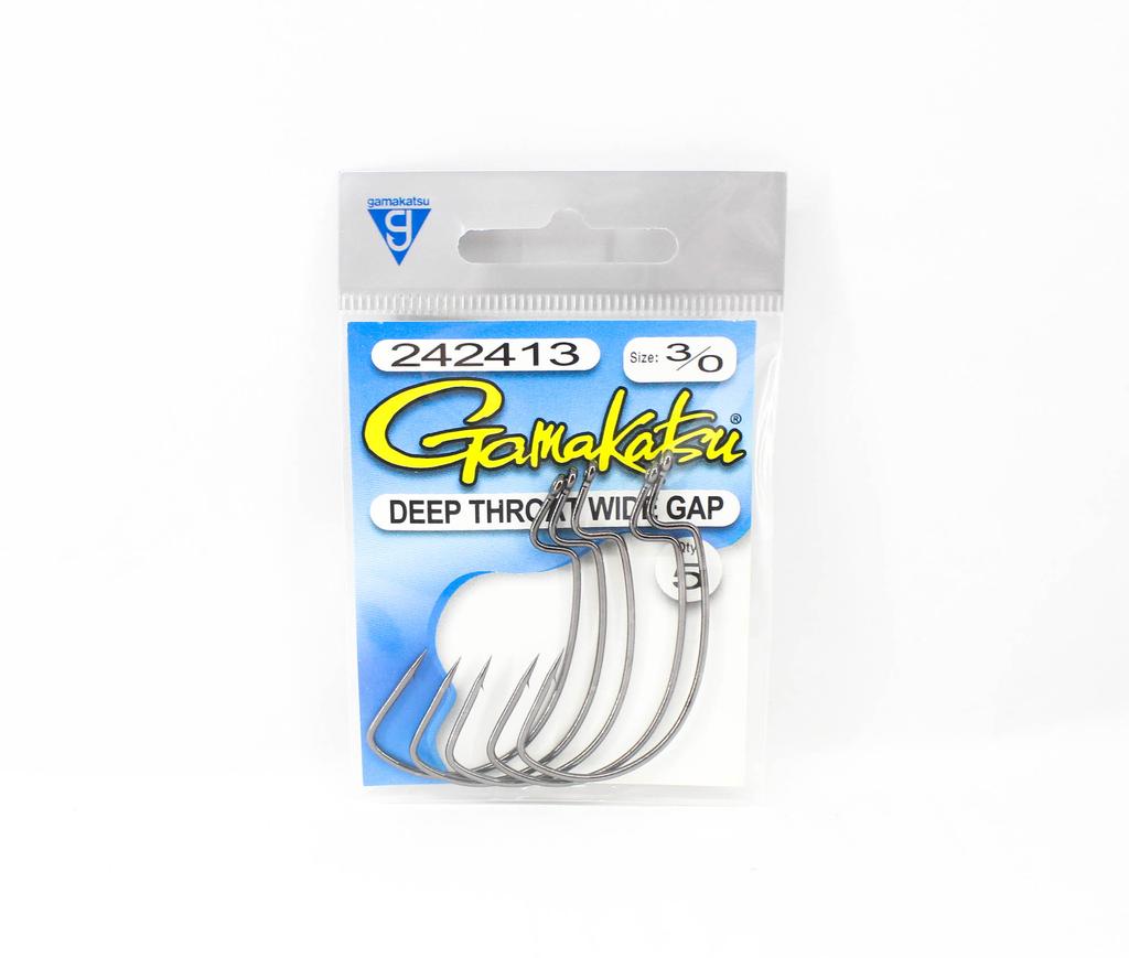 Gamakatsu 242413 Wide Gape Deep Throat Worm Hook NSB Size 3/0,5/pack (5708)